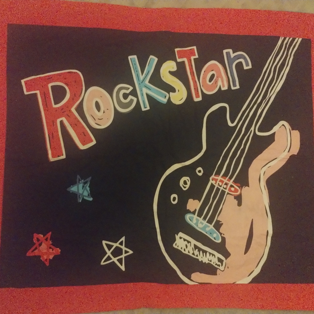 Rockstar Graphic Pillowcase W Guitar & Stars
